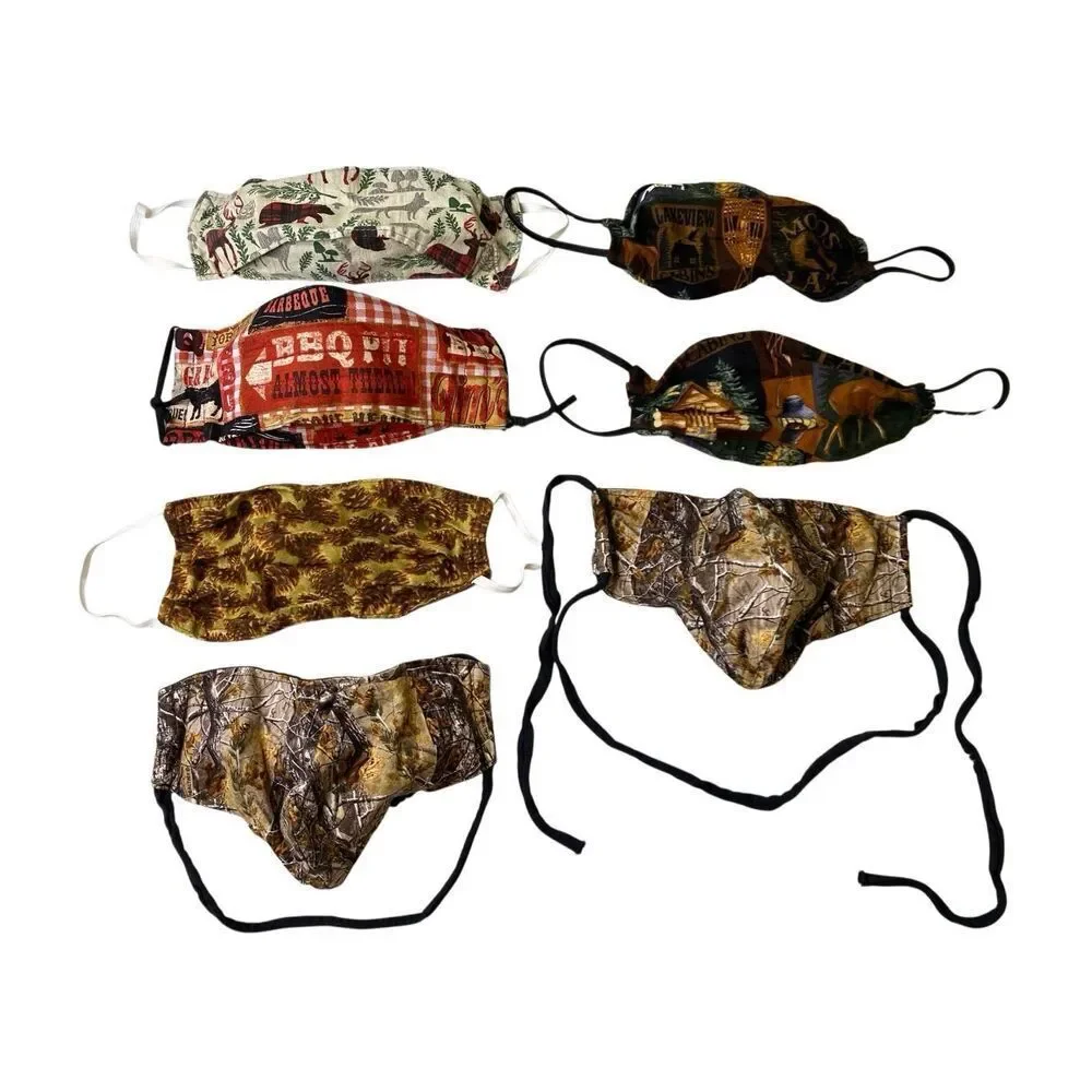 Handmade Fabric Face Masks Hunting Cabin BBQ Reusable Lot Of 7 Work Workwear